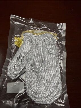 Silver Exfoliating Bath Mitt with Gold Trim